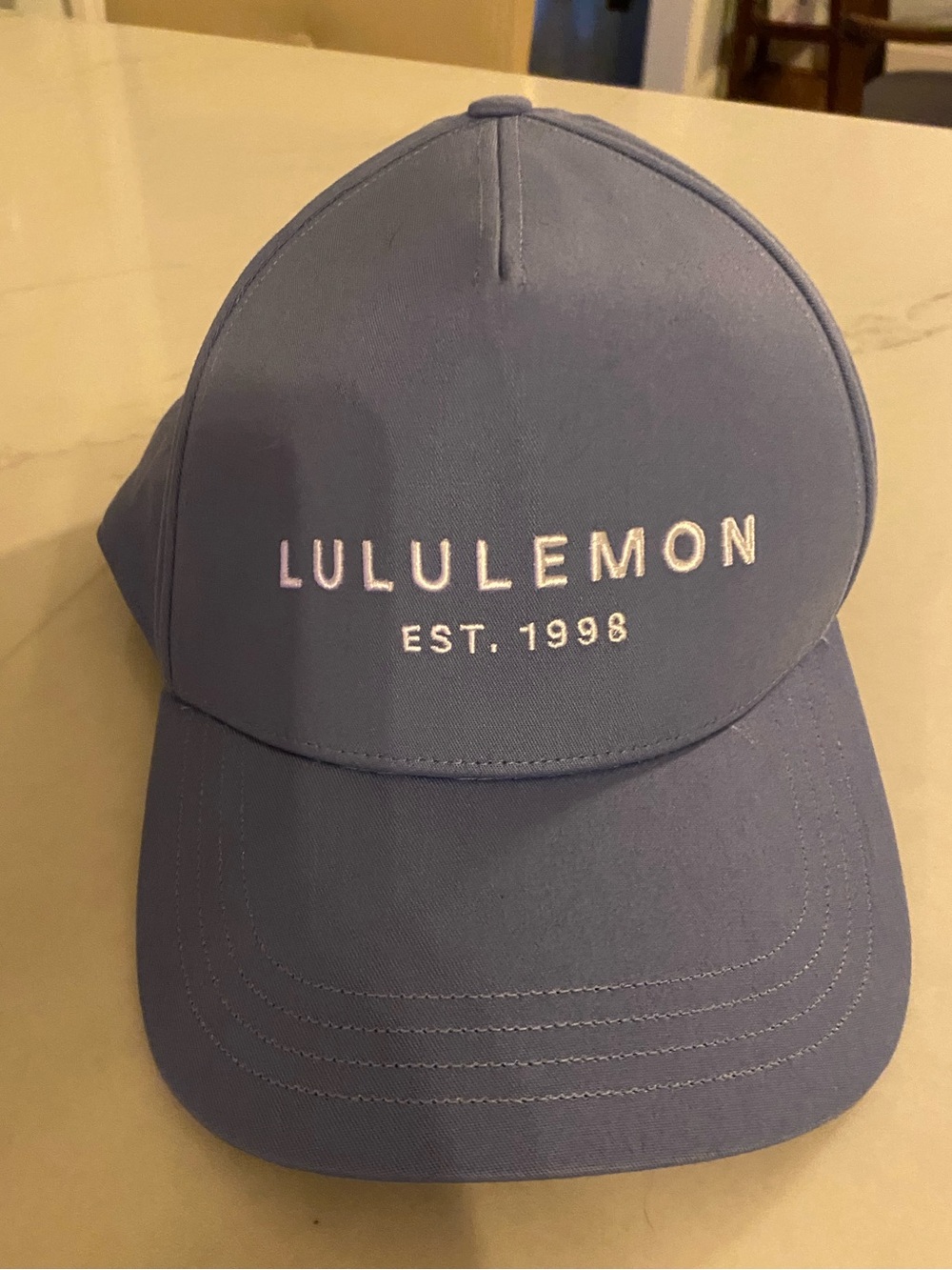lululemon All The Days Snapback Cap L/XL Blue White Embroidery Stitching Unisex